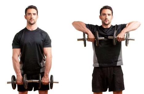 Picture of the dumbbell upright row exercise